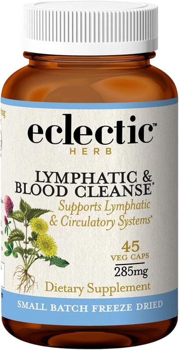 Eclectic Herb Lymphatic & Blood Cleanse | Freeze Dried Fresh, Whole Herbs, Naturally Concentrated | 45 Count