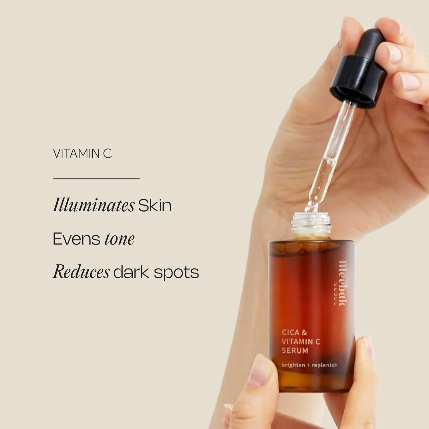 Meebak Korean Vitamin C Serum | Brightening Dark Spot Remover | Soothing Anti Aging & Skin Brightening W/Centella Asiatica, Panthenol, & Adenosine