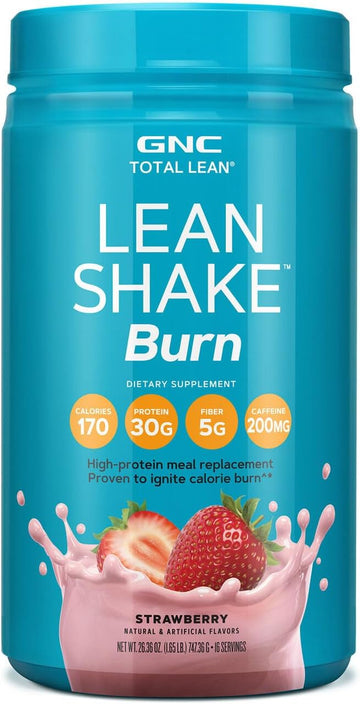 Gnc Total Lean | Lean Shake Burn, Protein Powder | Hunger Satisfying, High Protein Blend, Proven To Burn 3X More Calories | Strawberry | 16 Servings