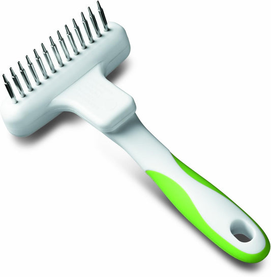 Andis 65735 Flexible Single Row Dog Brush - Removes Unwanted Shedding Hair with 360 Rotating or 13 Long Teeth - Promotes Healthy Skin & Glowing Coat - Ideal for Small to Medium Dogs - White