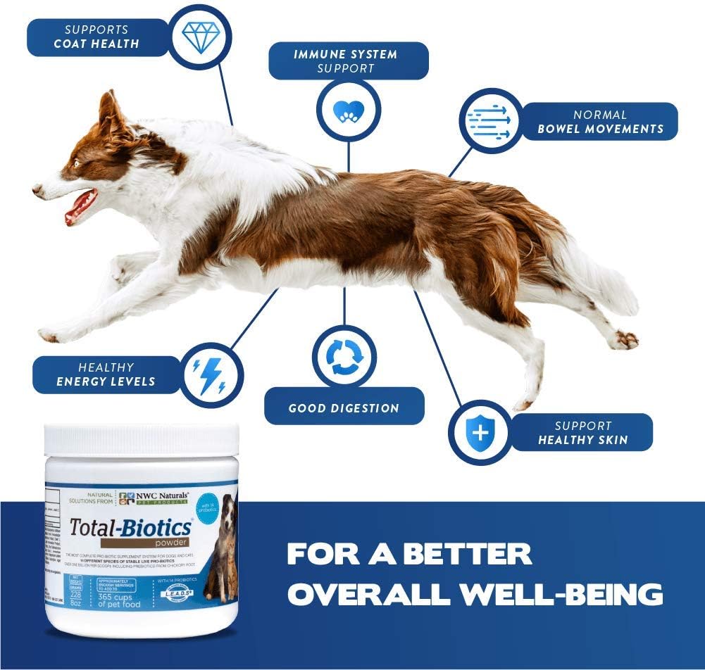 Total-Biotics Advanced Probiotic Powder for Dogs and Cats, With Pre-Biotics, Dog and Cat Probiotics, Immune and Digestive Support. 2.22-ounce Jar by NWC Naturals (14615) : Pet Probiotic Nutritional Supplements : Pet Supplies