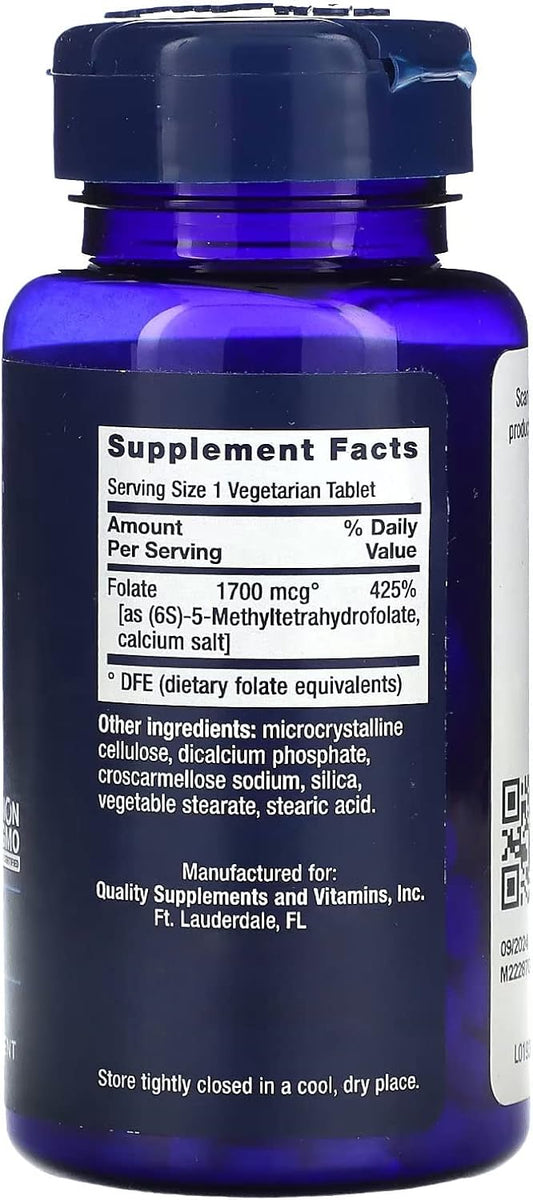 Life Extension Optimized Folate (L-Methylfolate), 1000 mcg 100 Vegetarian Tablets (3 Pack)