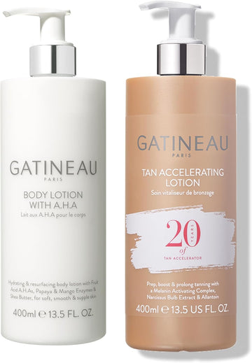 Gatineau - Tan Accelerating & Aha Body Lotion Duo For Face And Body (Tan Accelerating (400Ml) + Aha (400Ml))
