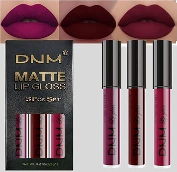 Amy'S Diary 3Pcs Dark Red Purple Matte Liquid Lipstick Sets, Matte Lipstick Lip Stain Long Lasting 24 Waterproof Lip Gloss Gift Set Matt Lipsticks Set For Women Lippies (Set01)