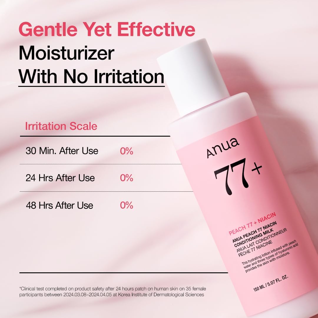 ANUA Peach Niacin Conditioning Milk Lotion, Face Moisturizer with Vitamin B12, Ceramide, Panthenol, Hyaluronic Acid, Lightweight, Korean Skin Care for Glass Skin, 150ml/5.07 fl.oz. : Amazon.co.uk: Beauty