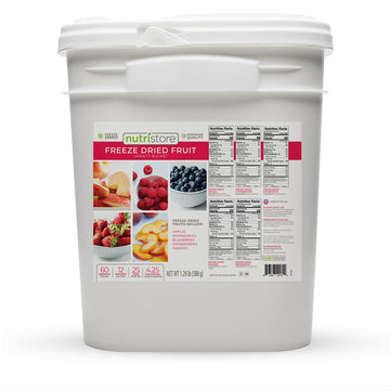 Nutristore Emergency Buckets | Premium Freeze-Dried Ingredients | 25-Year Shelf Life | Made in USA | Emergency Survival Food Supply | 60 Large Servings (Fruit - Single Bucket)