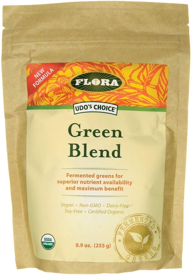 Flora - Green Blend Fermented Grasses, Whole Foods and Superfoods, Same Nutrients as Juicing without The Mess, Antioxidant Rich with Kale and Broccoli, 8.9-oz. Powder : Health & Household