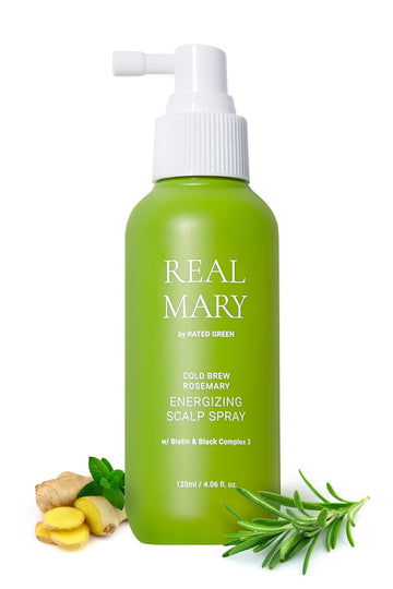 RATED GREEN REAL MARY ENERGIZING SCALP SPRAY 4.06 fl oz | Biotin Hair Growth Spray for Men & Women | Ginger Spray for Hair Scalp Spray for Thinning Hair | Hair Growth for Men | Rosemary Hair Spray for