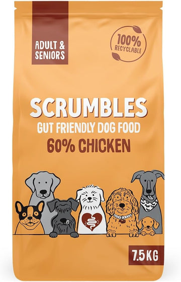 Scrumbles Natural Dry Dog Food, Gluten Free Recipe With Fresh Chicken, For Adults And Senior Breeds, 7.5Kg Bag?DAC75