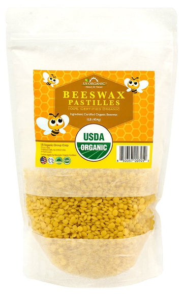 Us Organic Beeswax 100% Pure Yellow Pastilles, Usda Certified, For Diy Candle, Lip Balm, Body Cream, Lotion, Deodorant, Crayon, And Many More Uses. 16 Oz (Large)