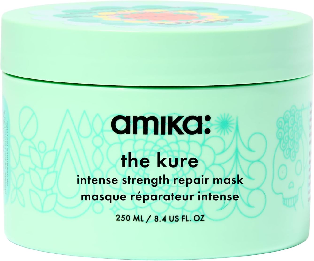 Amika The Kure Intense Strength Repair Hair Mask - Strengthening Hair Care For Dry, Damaged Strands - Rich Deep Conditioner Enriched With Bond Fortifying Technology To Help Reduce Breakage (250 Ml)