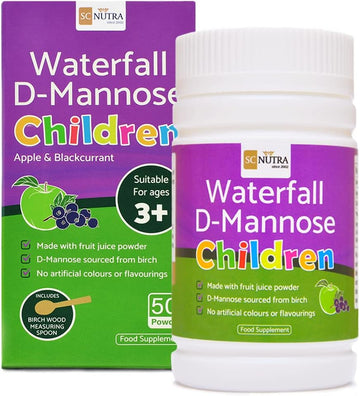 Waterfall D-Mannose Children - Apple & Blackcurrant - Infant D-Mannose - Suitable for Girls & Boys | 50g / 1.76oz