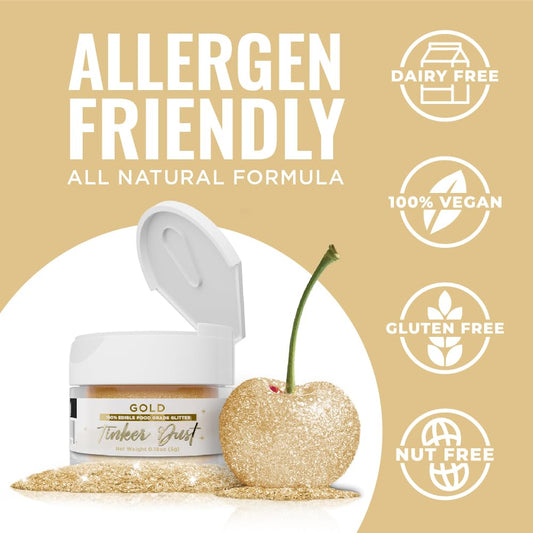 Bakell - Champagne Gold Tinker Dust (5G, 1X Jar) Edible Glitter For Food, Desserts, And Beverages!