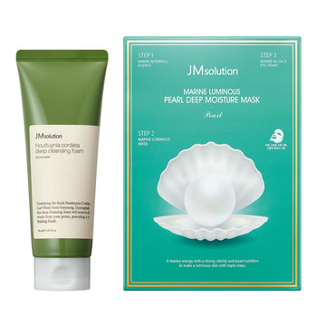 Jmsolution Skin Care Bundle- Heart Leaf Micro Cleansing Foam With Marine Moisture Facial Mask