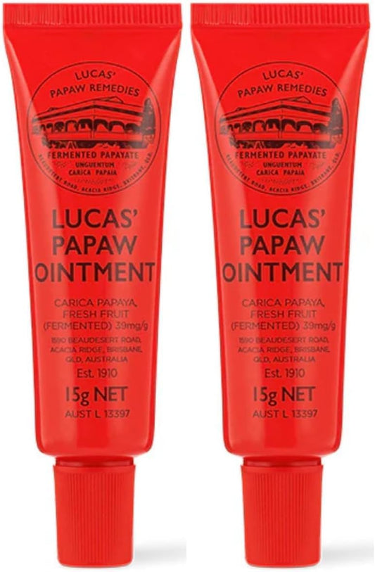 Lucas Papaw Ointment With Lip Applicator - Best Treatment For Chapped Lips, Minor Burns, Sunburn, Cuts, Insect Bites And Diaper Rash - Paw Paw Cream (2 Packs)