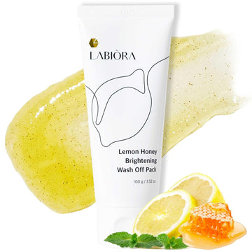 Lemon Honey Face Mask Scrub Wash Off Pack - All In One Skincare, Pore Cleansing Exfoliator, Korean Skin Care For Men And Women, Exfoliating, Hydrating & Nourishing, 3.52 Fl.Oz/100G