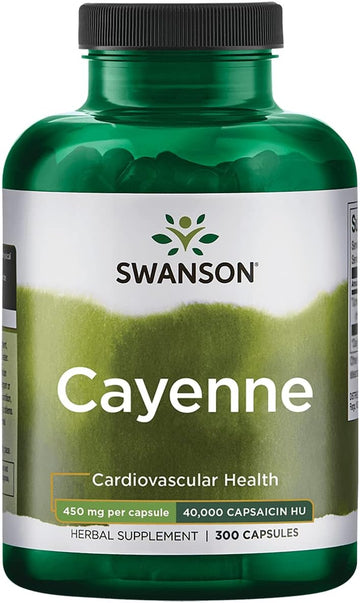 Swanson Cayenne - Herbal Supplement Promoting Digestion, Circulation & Metabolism Support - Natural Formula May Support Heart Health - (300 Capsules, 450Mg Each)