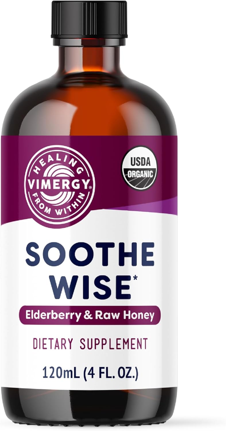 Vimergy Soothe Wise* – Fast-Absorbing Immune Support With Elderberry Syrup And Raw, Organic Honey – Coats And Soothes Respiratory Tissues – Usda Certified Organic, Vegan, Paleo-Friendly, Gluten-Free