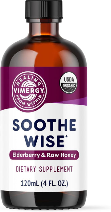 Vimergy Soothe Wise* – Fast-Absorbing Immune Support With Elderberry Syrup And Raw, Organic Honey – Coats And Soothes Respiratory Tissues – Usda Certified Organic, Vegan, Paleo-Friendly, Gluten-Free