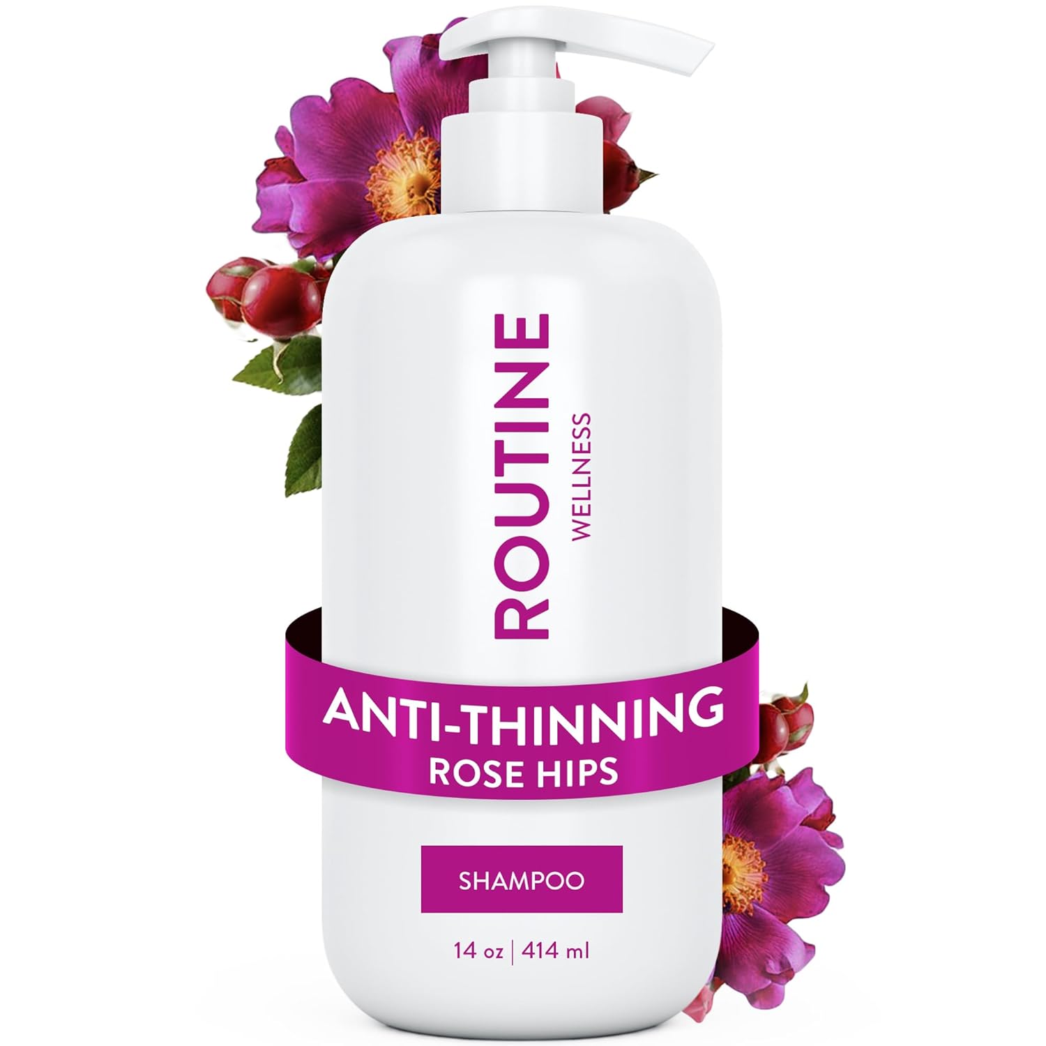 Routine Wellness Anti-Thinning Shampoo For Thinning Hair - Biotin Dht Blocker Women & Men - Color Safe Shampoo For Hair Loss & Healthy Hair - Cucumber - 14Oz