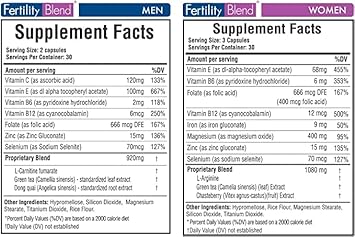 One Month Supply Each-Fertility Blend Supplement For Men (60 Tablets) And Fertility Blend Supplement For Women (90 Tablets).By The Daily Wellness Co