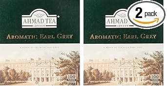 Ahmad Tea Black Tea, Earl Grey Aromatic Teabags, 100 Ct - Caffeinated And Sugar-Free (Pack Of 2)