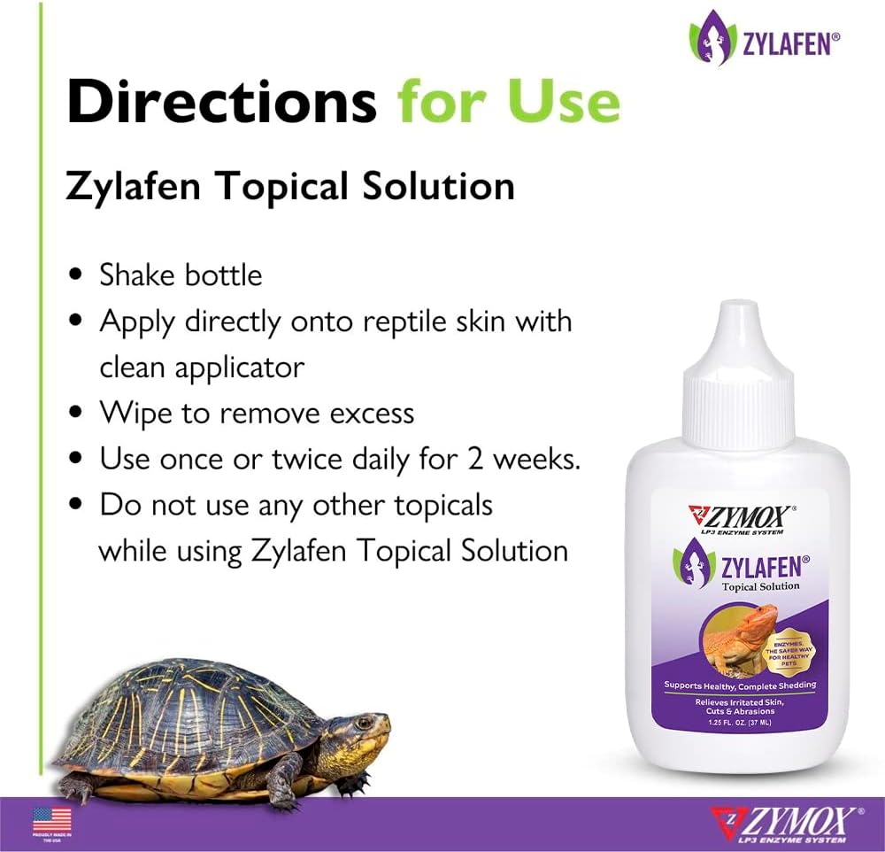 Zymox Zylafen Topical Solution for Reptiles, 1.25 oz. – Supports Healthy, Complete Shedding for Lizards, Snakes, Turtles & Frogs – Soothes Irritated Skin: Abrasions, Wounds, & Abnormal Shedding : Health & Household