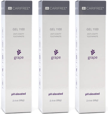 CariFree Gel 1100 (Grape): Anti-Cavity Fluoride Toothpaste, Cavity Prevention, Freshens Breath and Moistens Mouth, Dentist Recommended for Oral Care (3-Pack)