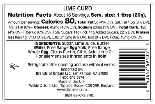 Tiptree Lime Curd, 11 Ounce Jar (312G)