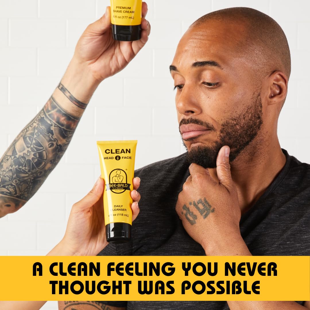 Bee Bald Clean Daily Head & Face Cleanser, Refreshes And Thoroughly Washes, Premium Bald Head Care For Men And Women, 4 Fl Oz : Beauty & Personal Care