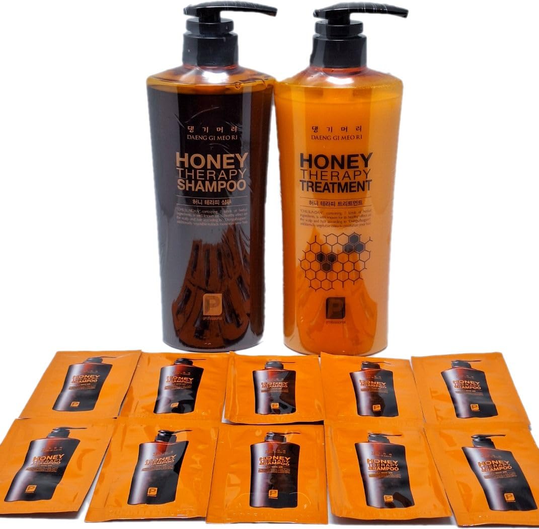 Daeng Gi Meo Ri - Honey Therapy Shampoo 16.9 Fl. Oz/500Ml And Treatment 16.9 Fl. Oz/500Ml Set With 10 Samples 7Ml