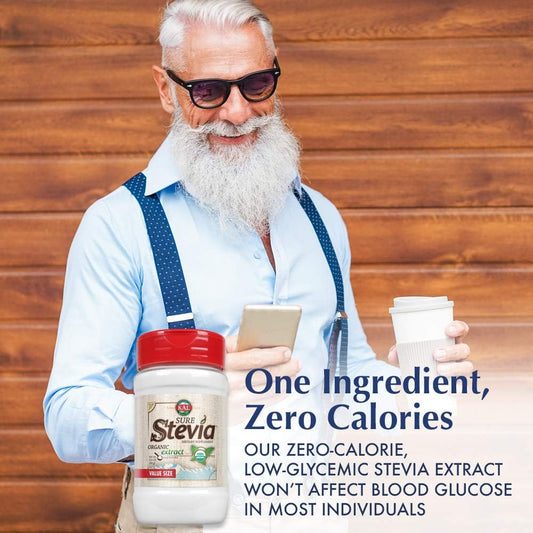 Kal Sure Stevia Extract, Organic Stevia Powder, Low Carb, Zero Calorie Sweetener, Keto Friendly, Great Taste, Low Glycemic, Vegan, Gluten Free, No Fillers, 60-Day Guarantee (2.8 Oz Organic)