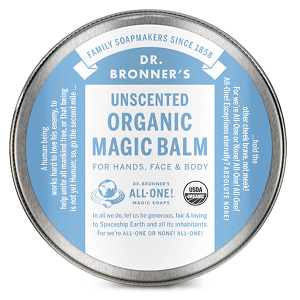 Dr. Bronner'S - Organic Magic Balm (Baby Unscented, 2 Ounce) - Made With Organic Beeswax And Hemp Oil, Moisturizes And Soothes Hands, Face And Body, Relieves Dry Skin, Helps Prevent Diaper Rash