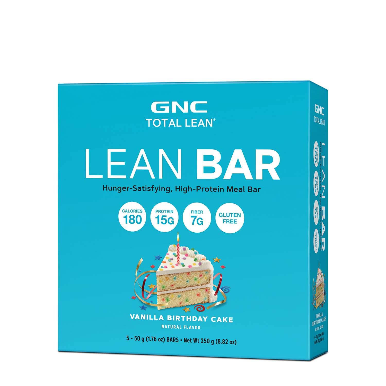 Gnc Total Lean | Lean Bar | Supports A Healthy Metabolism | Vanilla Birthday Cake | 5 Bars