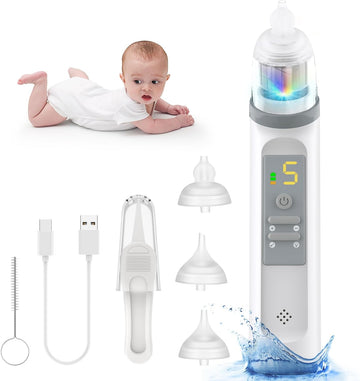 Nasal Aspirator for Baby, Baby Nose Sucker 5 Levels & Music & Light Function Electric Nose Suction for Baby, Automatic Nose Sucker for Baby, Baby Nasal Aspirator Snot Sucker for Baby