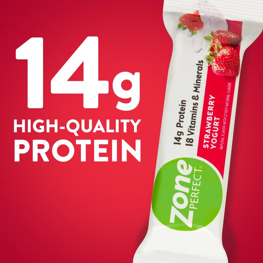 Zoneperfect Protein Bars | 14G Protein | 18 Vitamins & Minerals | Nutritious Snack Bar | Strawberry Yogurt | 20 Bars, 10 Count (Pack Of 2)