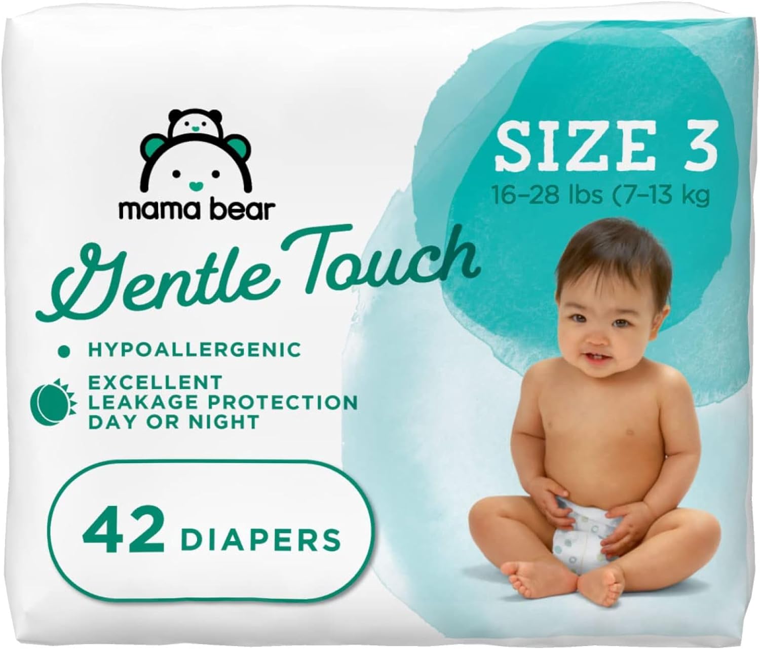 Mama Bear Gentle Touch Diapers, Hypoallergenic, Size 3 (42 Count), White, Pack of 1