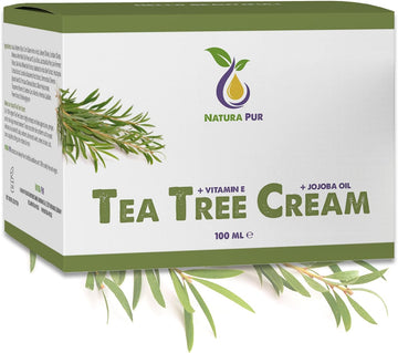 Tea Tree Oil Cream 100Ml, 100% Organic & Vegan, Natural Cosmetics Care For Blemished Skin, Inflammatory Skin Conditions, Anti-Pimples And Acne