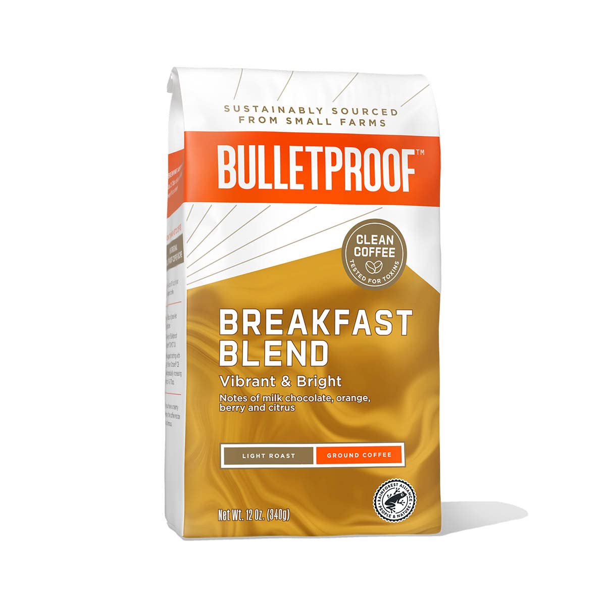 Bulletproof Breakfast Blend Light Roast Ground Coffee, 12 Ounces, 100% Arabica Coffee Sourced From Central And South America