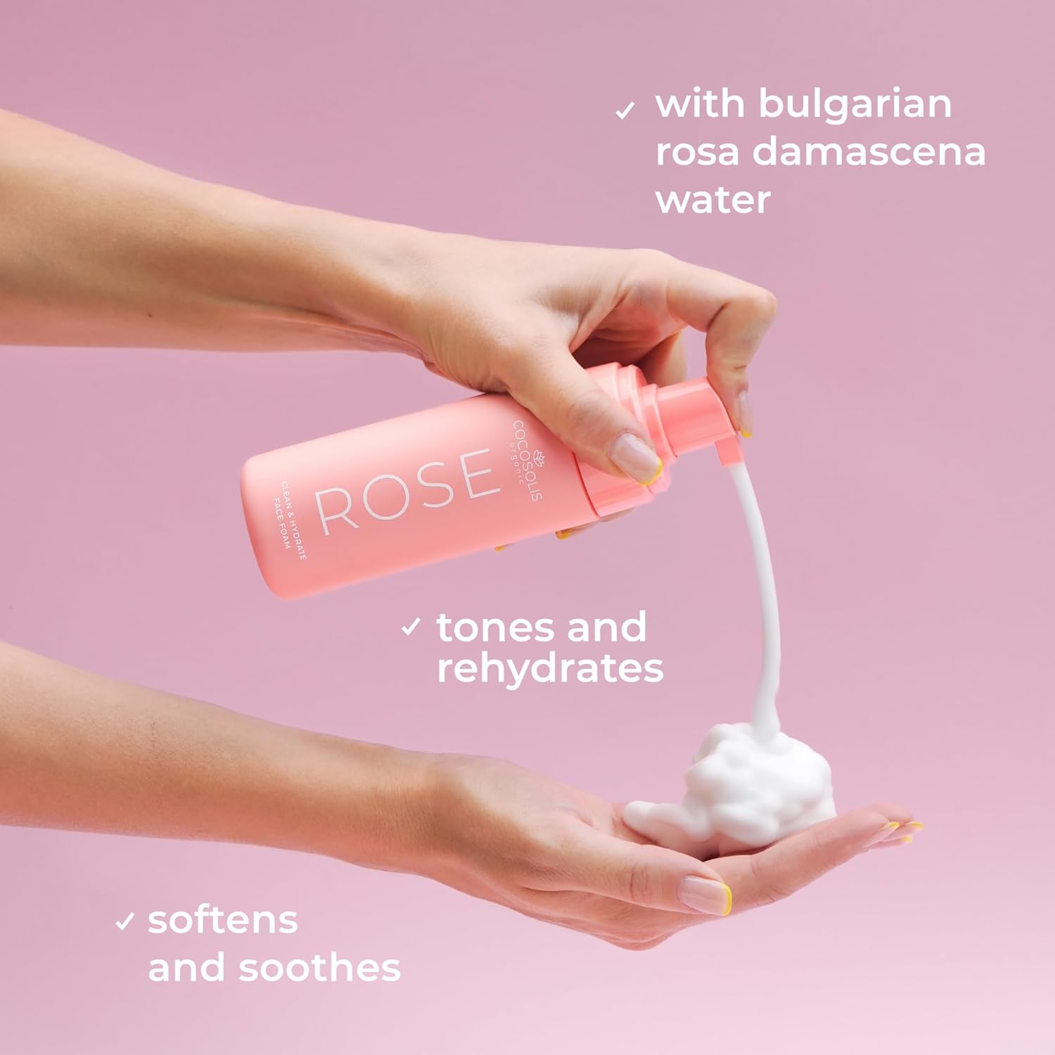 Cocosolis Rose Clean & Hydrate Face Foam Deep Pore Facial Cleansing Foam With Moisturising Hyaluronic Acid And Glycerine : Beauty & Personal Care