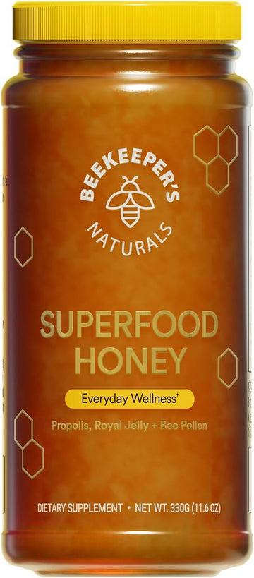 Superfood Honey By Beekeeper'S Naturals - Bee Pollen, Royal Jelly, Propolis, Honey - Natural Energy, Immune Support, Mental Clarity, Athletic Performance (11.6 Oz)