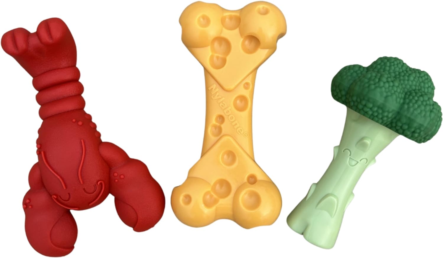 Nylabone Power Chew Dog Chew Toy Pack Bundle - Fun & Cute Dog Toys For Aggressive Chewers, Tough Dog Toys, Lobster, Cheese, And Broccoli Shapes, Large/Giant (3 Count)