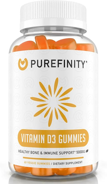 Vitamin D3 5000 iu Gummies – Your Daily Vitamin D Supplement for Bone Health, Immune Health, and Joint Muscle Support for Adults & Kids – Gluten Free, Non-GMO – 60 Veggie Gummies