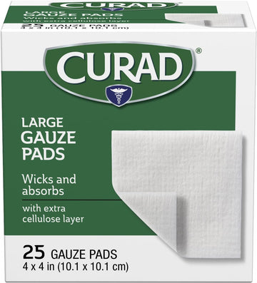 Curad Large Pro-Gauze Pads, 4" X 4", 25 Count (Pack Of 24)