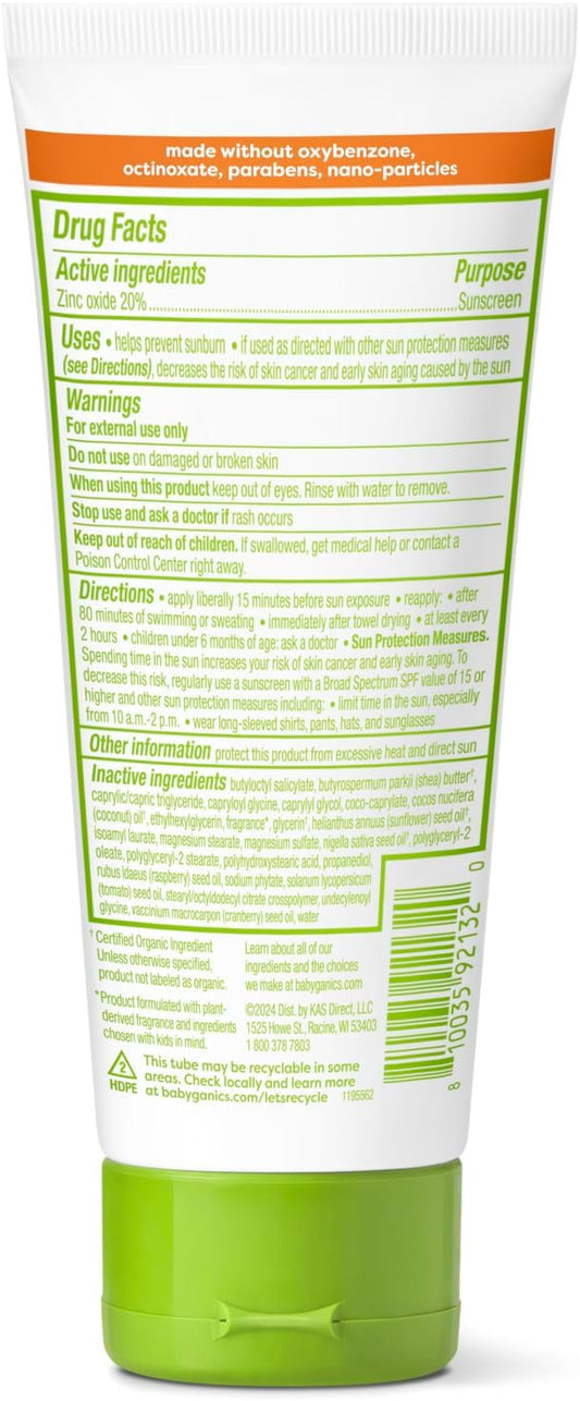 Babyganics Spf 50 Mineral Sunscreen Lotion, Sheer Blend, Uva Uvb Protection, Octinoxate & Oxybenzone Free, Water Resistant, Totally Tropical, 3 Oz