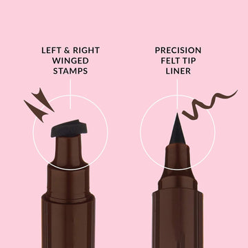The Quick Flick Winged Eyeliner Stamp - Waterproof & Smudge Proof Vegan Cat Eye - 4Mm Thick Wing & 10Mm To The Point Felt-Tip Hypoallergenic Pen (Hot Fudge-2 Pen)