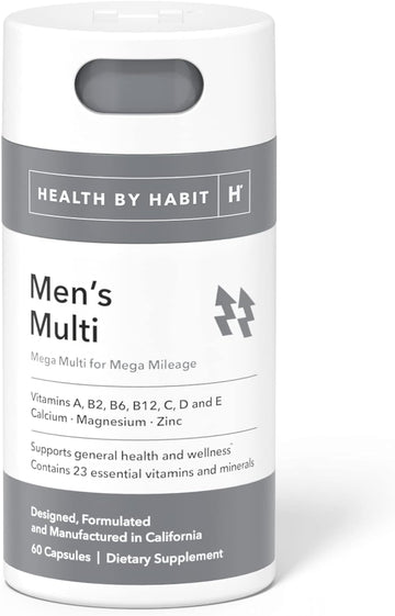 Health By Habit Mens Multi Supplement (60 Capsules) - 23 Essential Vitamins And Minerals, Supports General Health & Wellness, Non-Gmo, Sugar Free (1 Pack)