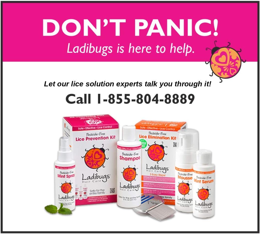 Ladibugs Elimination Mousse | Natural Ingredients | Highly Effective Head Lice & Nit Fix | Safe Removal For Kids, Family