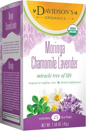 Davidson'S Organics, Moringa Chamomile Lavender, 25-Count Tea Bags, Pack Of 6