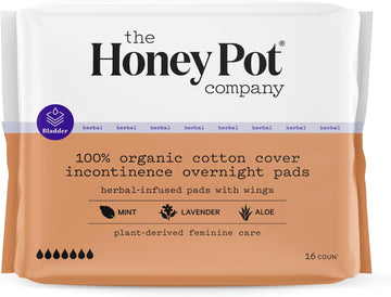 The Honey Pot Company - Herbal Pads For Women - Organic Incontinence Overnight Pads W/Wings - Infused W/Essential Oils For Cooling Effect - Postpartum Essentials. Feminine Care - Fsa & Hsa - 16 Ct